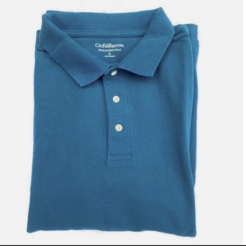 Croft & Barrow mens blue teal signature polo‎